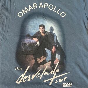 Omar Apollo 2022 Tour Graphic TShirt Blue Size Small